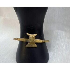 Tuareg Etched Brass Bracelet Handmade African Tribal Bangle Ethnic‎ Cuff Vintage